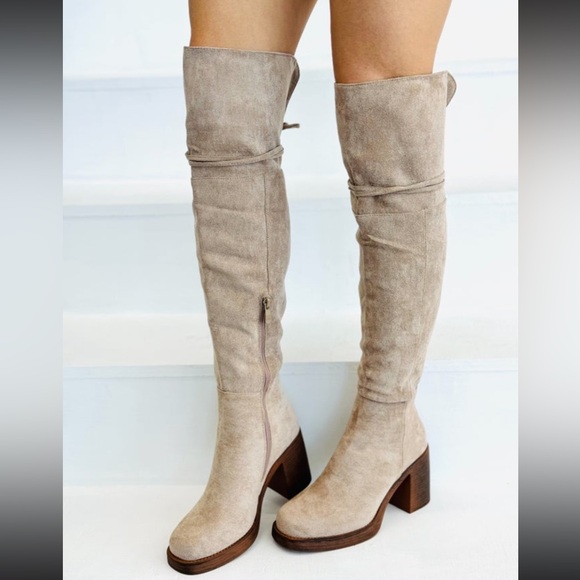 Shoes - NEW without box over the knee taupe boots